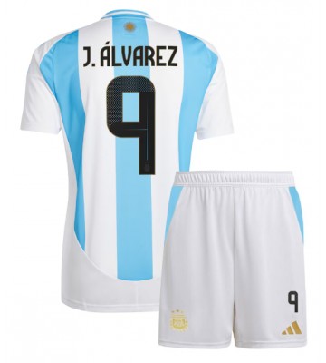 Argentina Julian Alvarez #9 Hemmaställ Barn Copa America 2024 Kortärmad (+ Korta byxor)